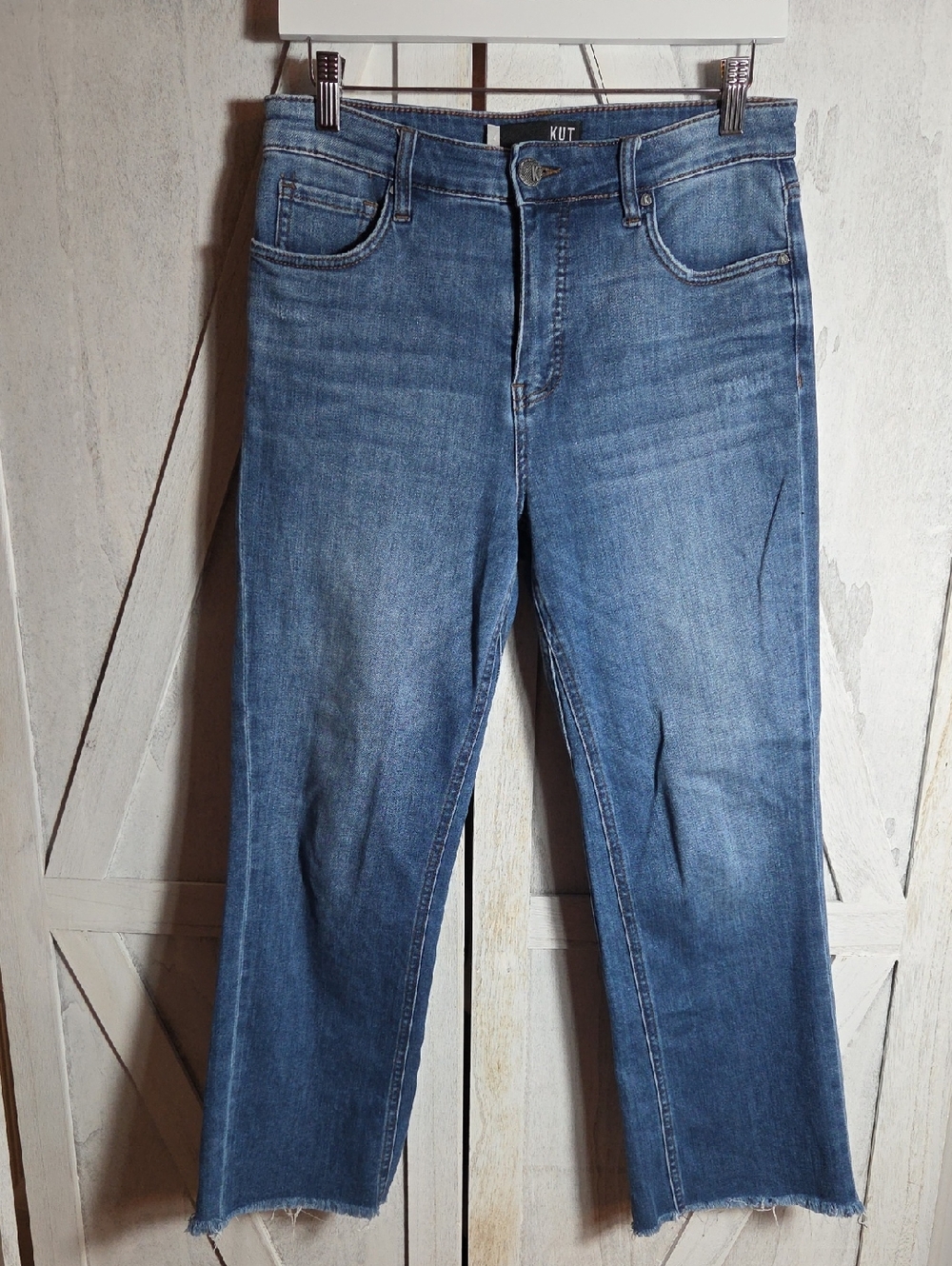 Kut from the Kloth Mid Wash Blue Straight Crop Jeans